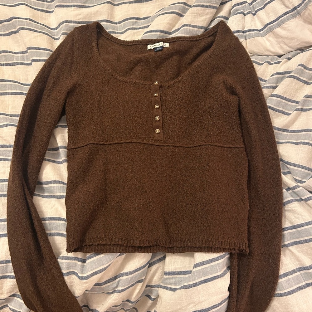 American Eagle Brown Long Sleeve Sweater